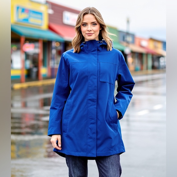 Pendleton Jackets & Blazers - Pendleton Blue Hooded Rain Jacket Plaid Lined Softshell Zip Front Size L